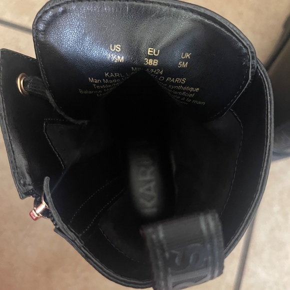 Karl Lagerfeld Paris Women Mela Combat Black Boots 7.5M and 8.5M - Picture 3 of 9